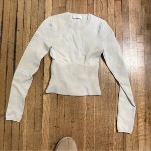 Babaton Off-White Crew Neck Sweater